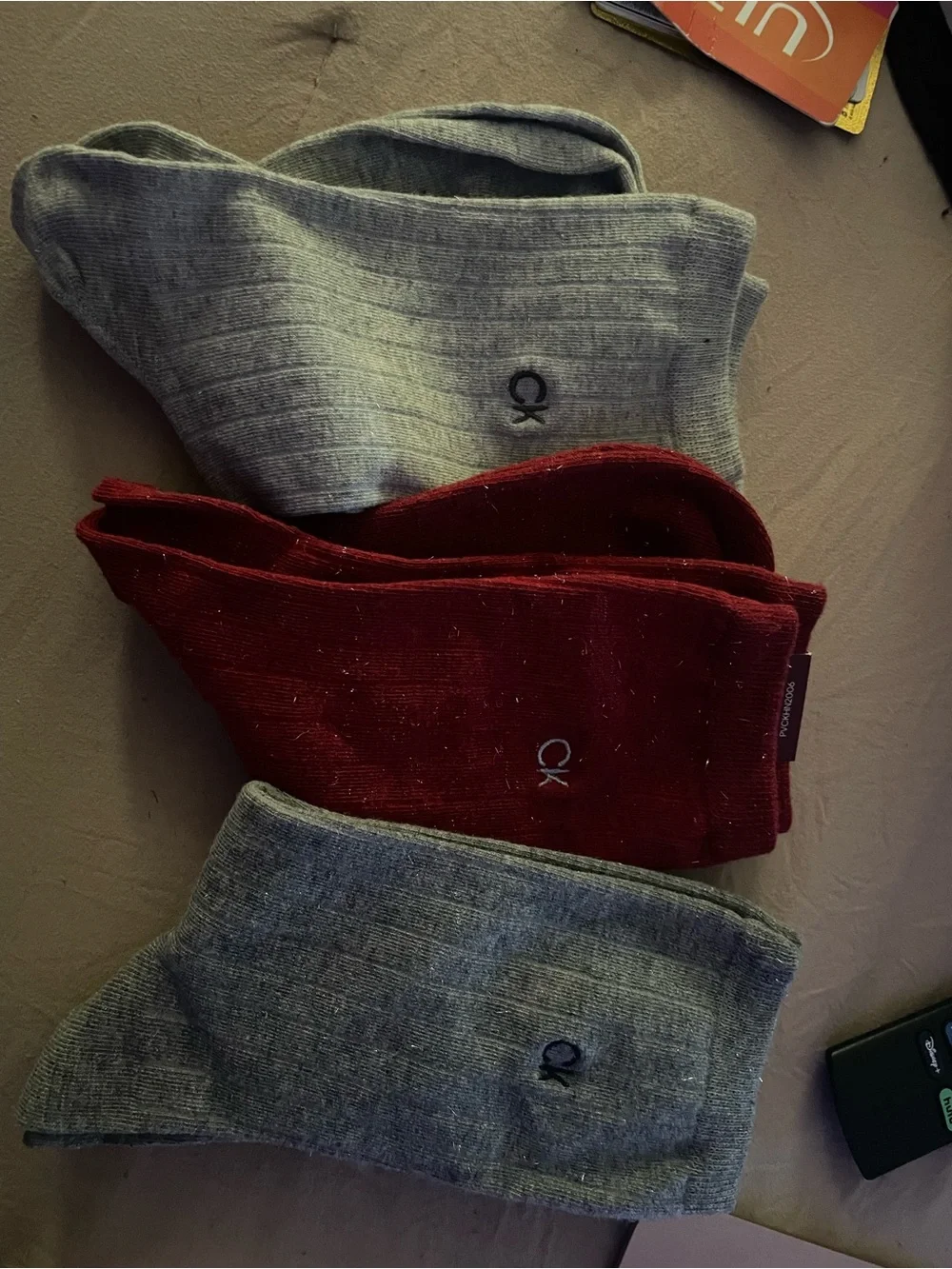 Calvin Klein Ribbed Sock Trio - Red & Light Gray